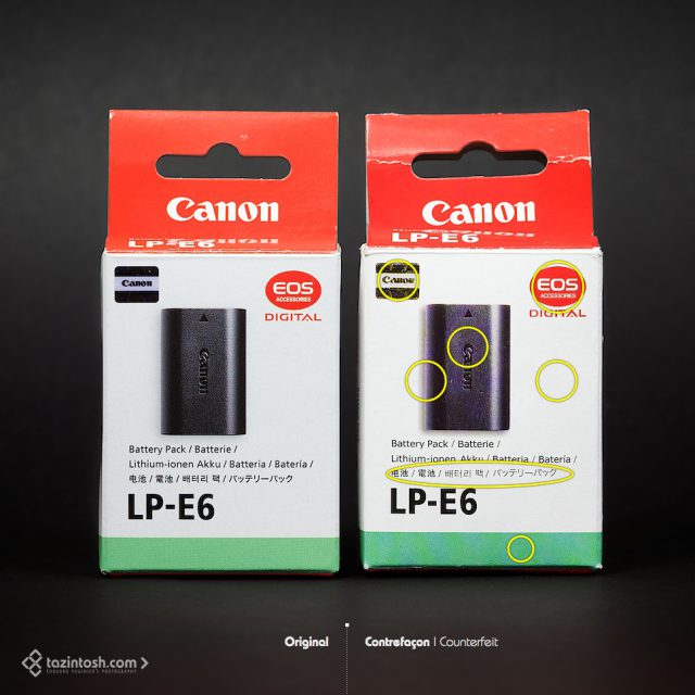 Canon LP-E6 • Boîtes vues de face